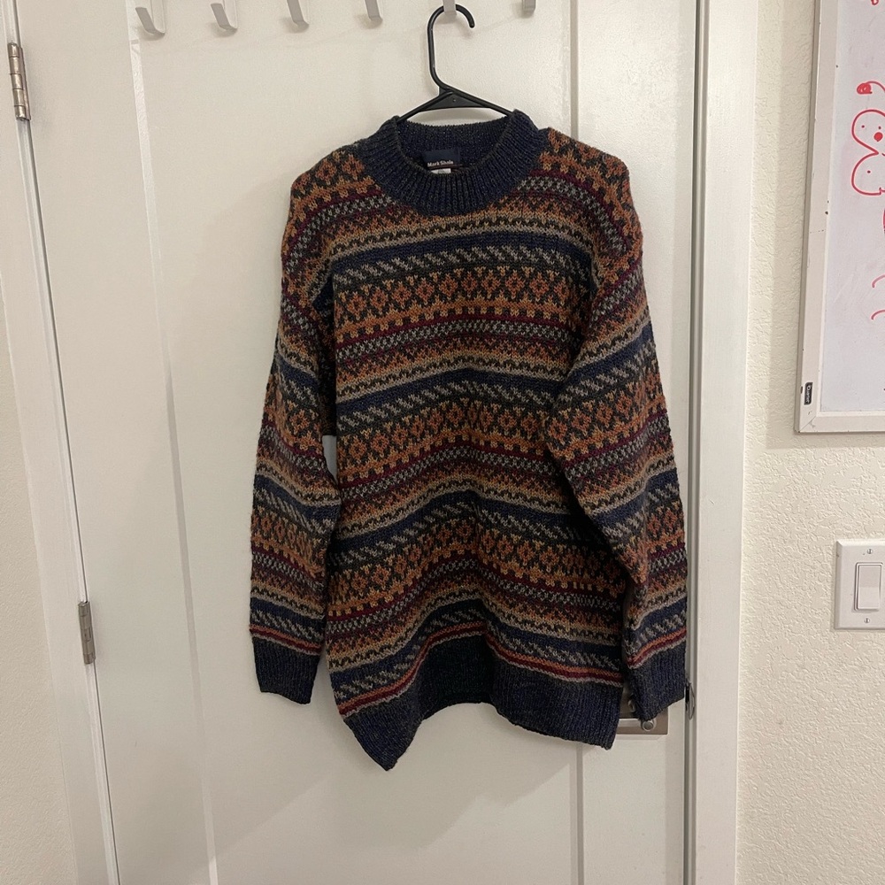 Vintage‎ Mark Shale Retro Wool Geometric Striped Sweater